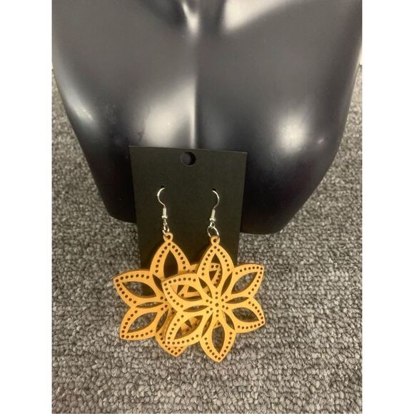 Wooden Statement Earrings  - Picture 3 of 3